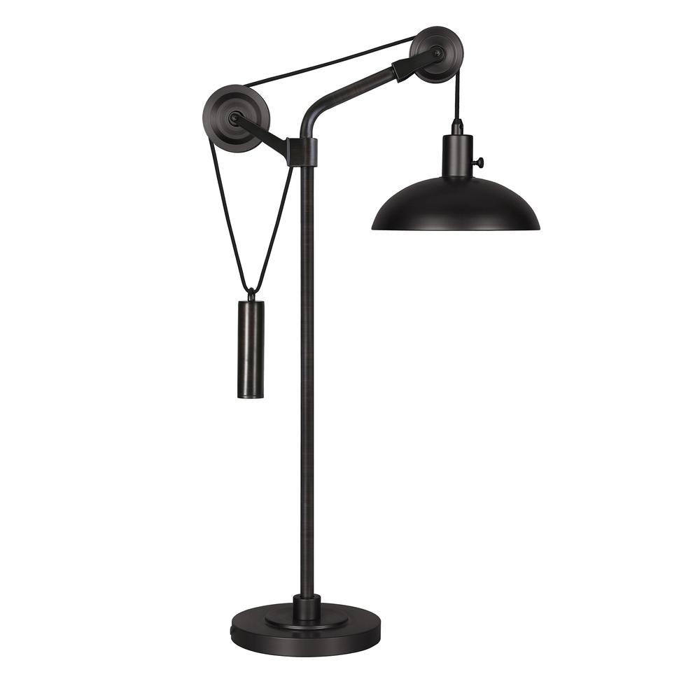 33" Black Metal Adjustable Desk Table Lamp With Black Dome Shade. Picture 1
