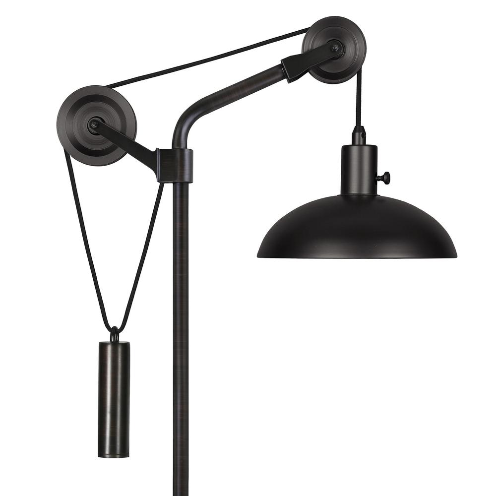33" Black Metal Adjustable Desk Table Lamp With Black Dome Shade. Picture 3