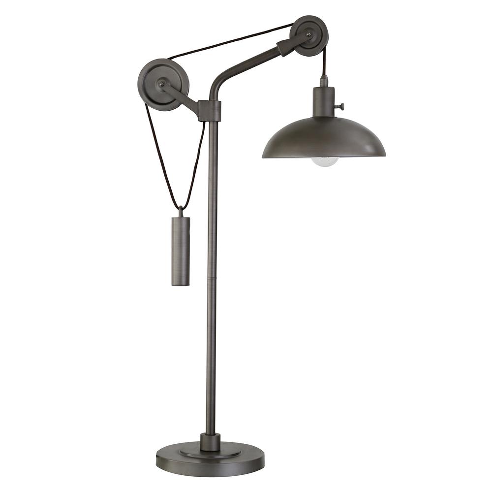33" Gray Metal Adjustable Desk Table Lamp With Gray Dome Shade. Picture 1