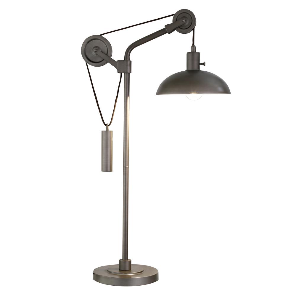 33" Gray Metal Adjustable Desk Table Lamp With Gray Dome Shade. Picture 2