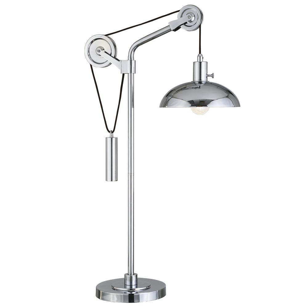 33" Silver Metal Adjustable Desk Table Lamp With Nickel Dome Shade. Picture 2
