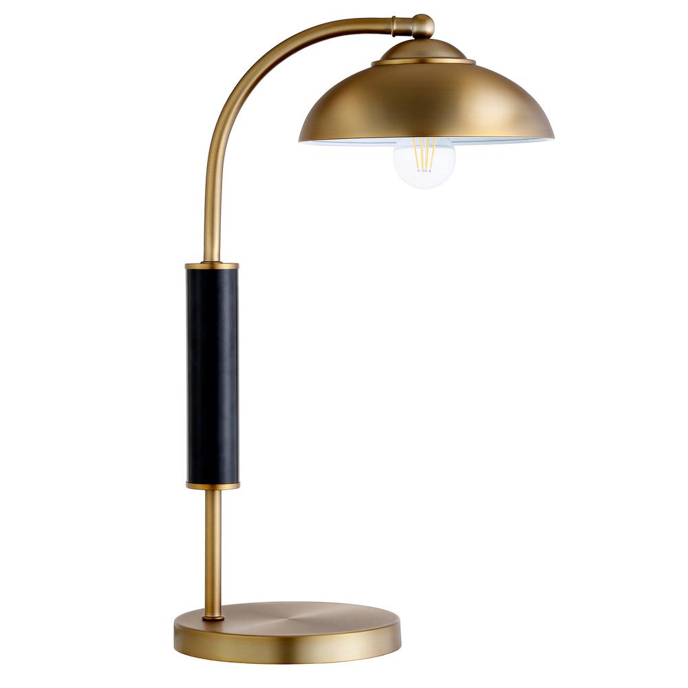 24" Gold and Black Metal Desk Table Lamp With Gold Dome Shade. Picture 1
