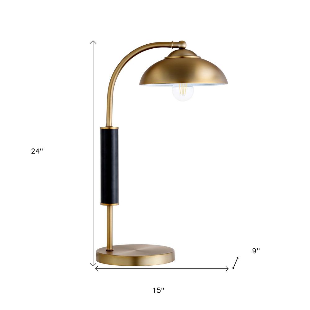 24" Gold and Black Metal Desk Table Lamp With Gold Dome Shade. Picture 8