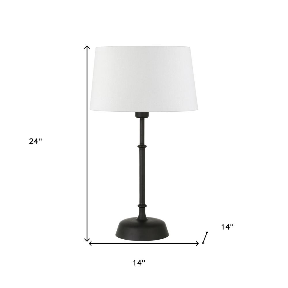 24" Black Metal Table Lamp With White Drum Shade. Picture 7
