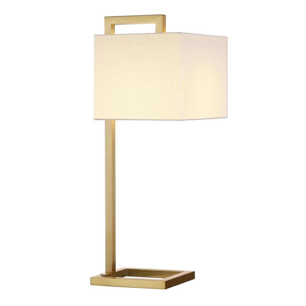 26" Gold Metal Arched Table Lamp With White Square Shade. Picture 2