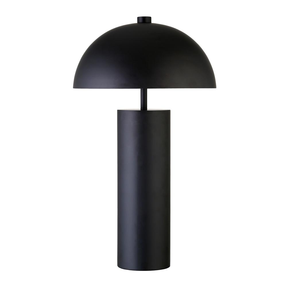 27" Black Metal Table Lamp With Black Dome Shade. Picture 1
