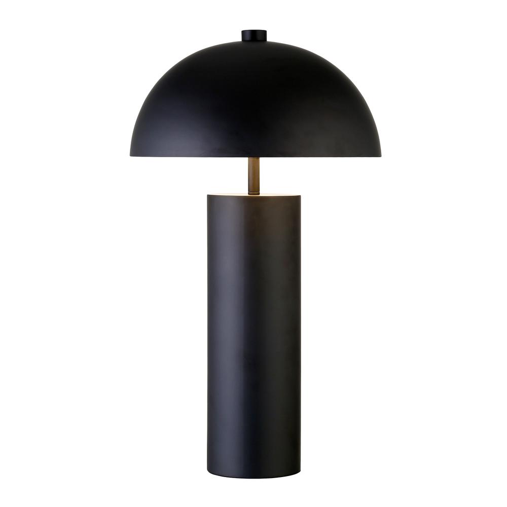 27" Black Metal Table Lamp With Black Dome Shade. Picture 2
