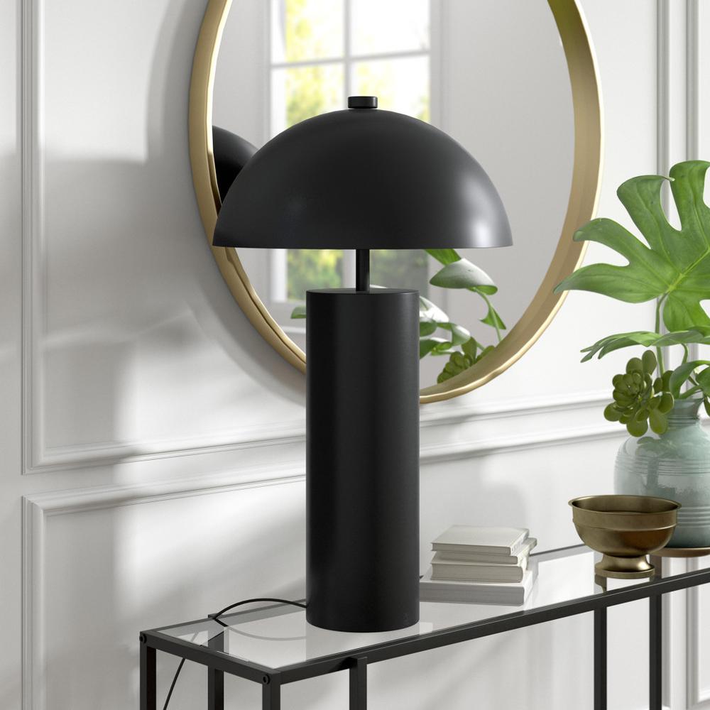 27" Black Metal Table Lamp With Black Dome Shade. Picture 4