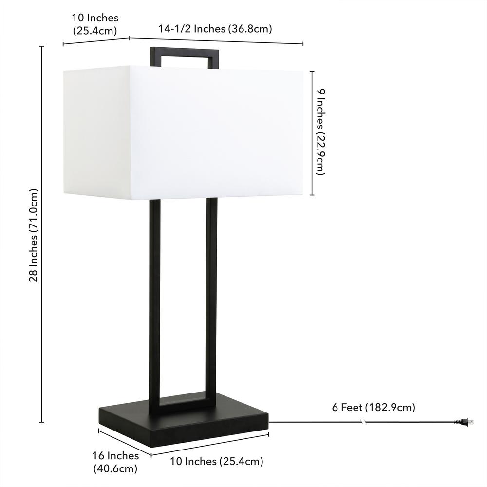 28" Black Metal Table Lamp With White Shade. Picture 6