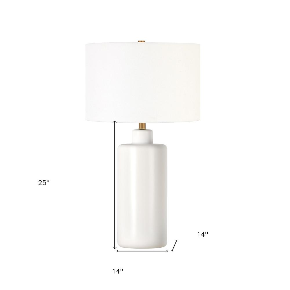 25" White Ceramic Table Lamp With White Drum Shade. Picture 7