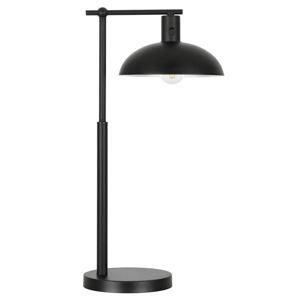 25" Black Metal Desk Table Lamp With Black Bowl Shade. Picture 1