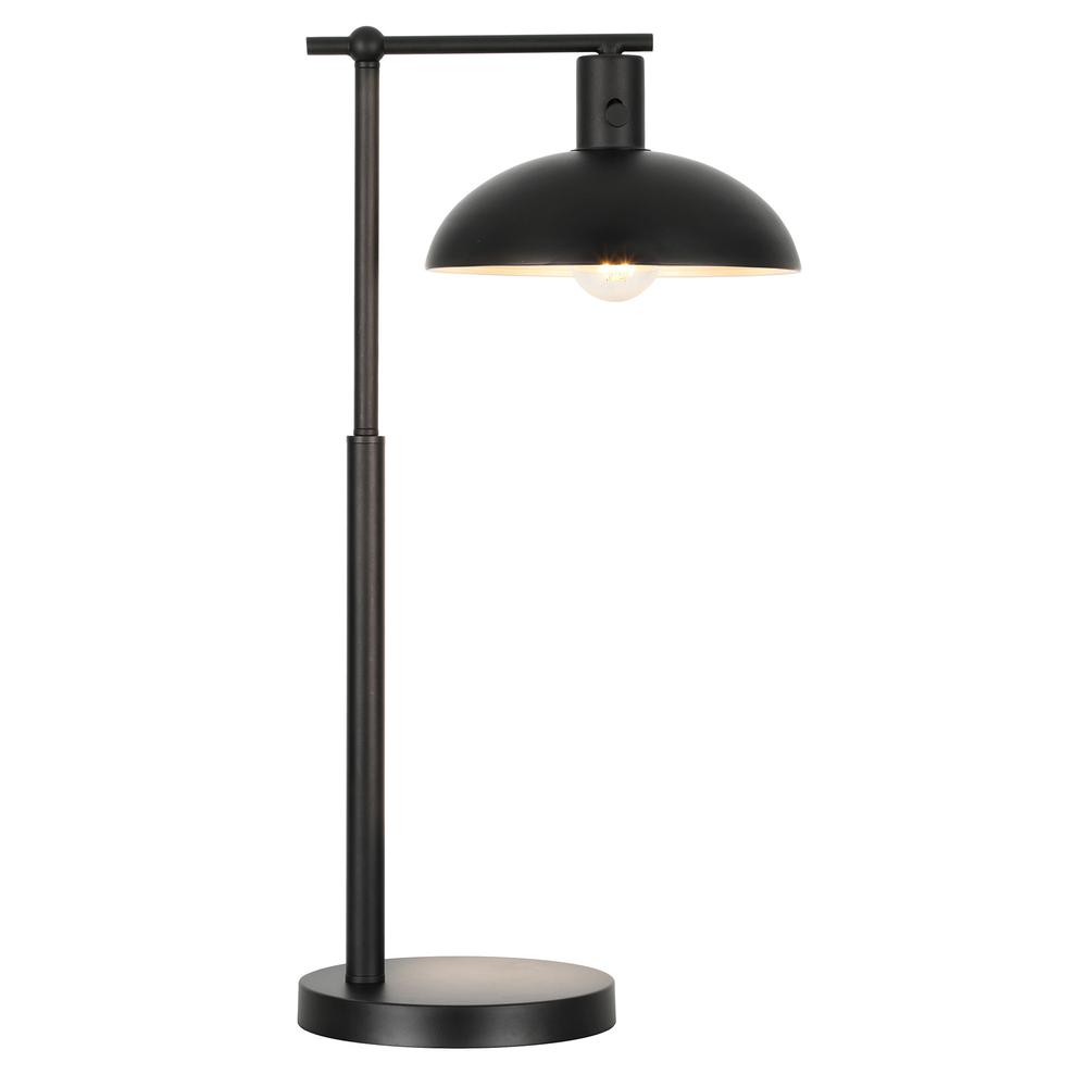 25" Black Metal Desk Table Lamp With Black Bowl Shade. Picture 2