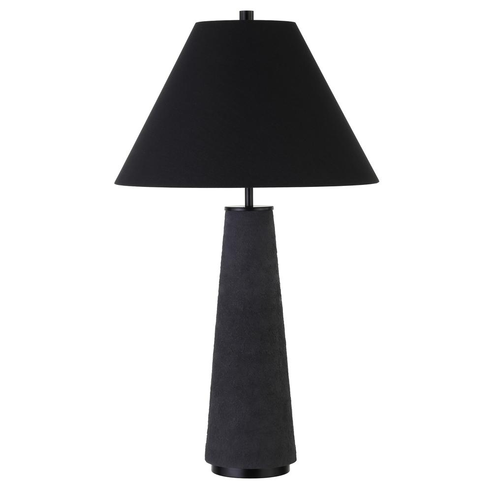 28" Black Ceramic Table Lamp With Black Cone Shade. Picture 1
