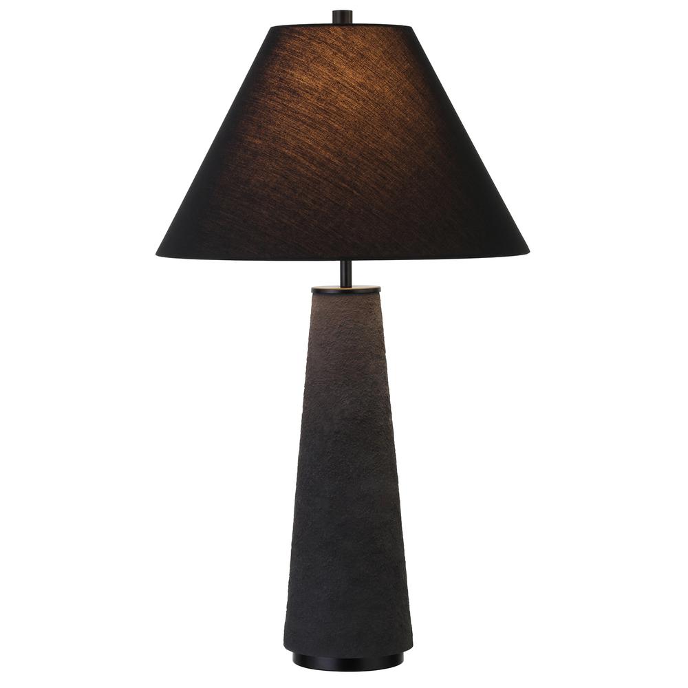 28" Black Ceramic Table Lamp With Black Cone Shade. Picture 2