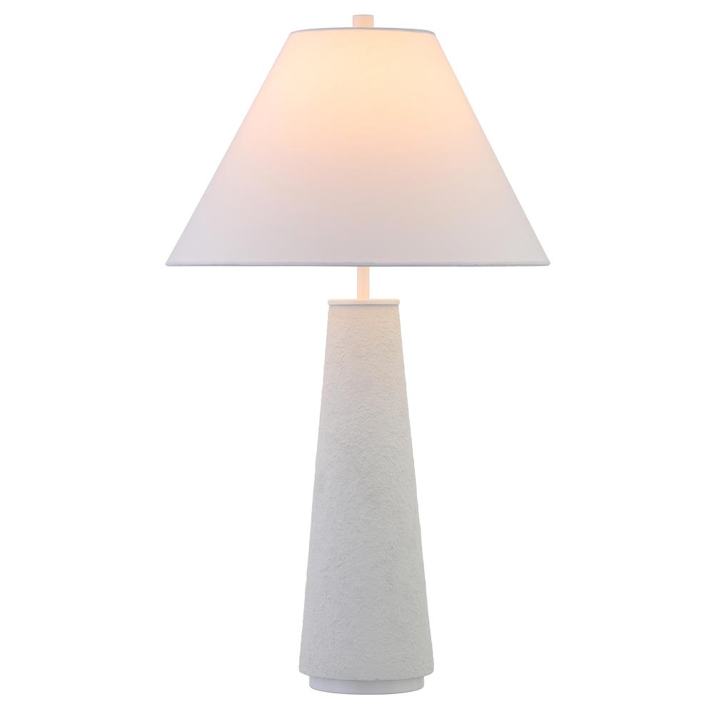 28" White Ceramic Table Lamp With White Cone Shade. Picture 1