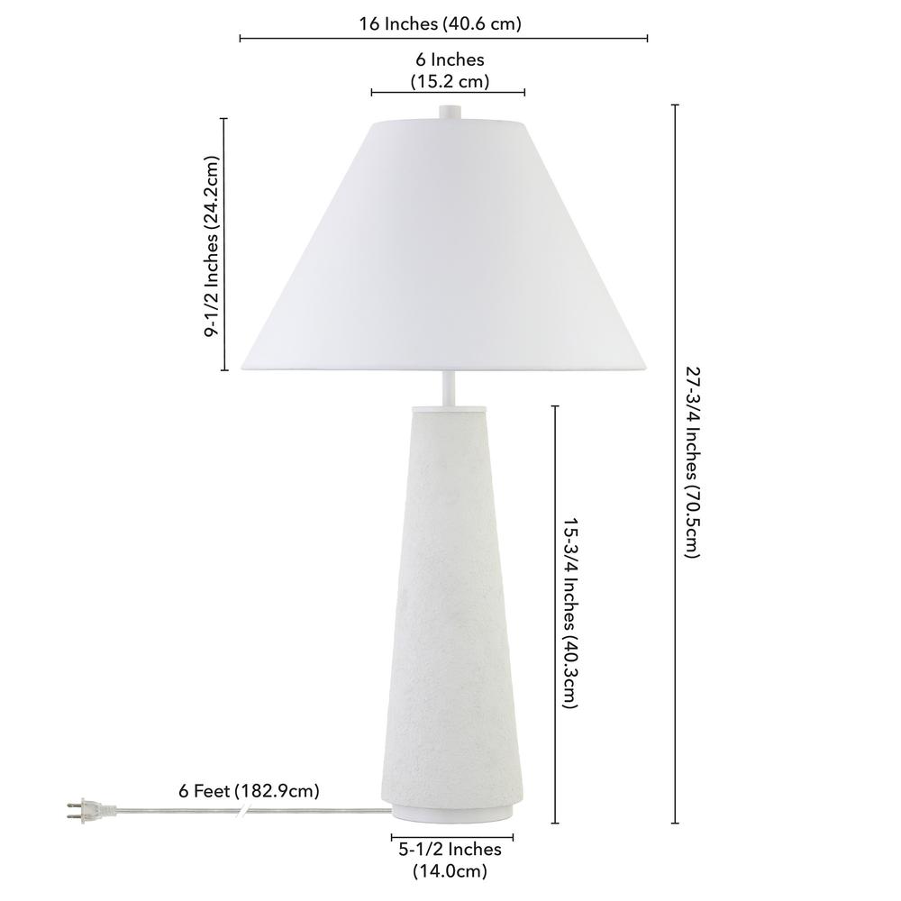 28" White Ceramic Table Lamp With White Cone Shade. Picture 4
