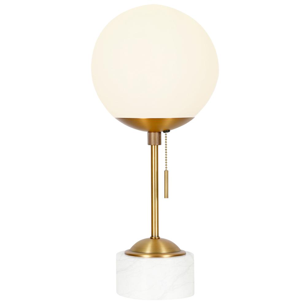 18" Gold and White Marble Globe Table Lamp With White Globe Shade. Picture 2
