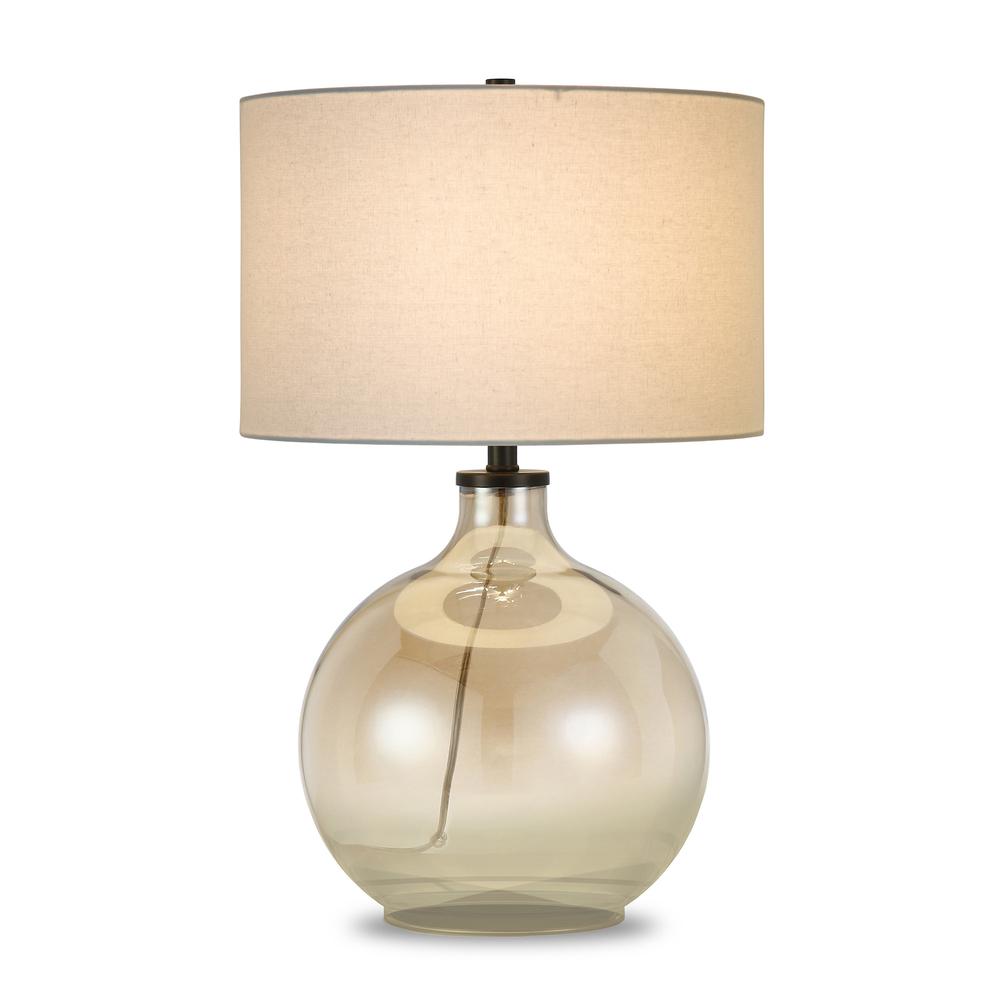 24" Gold Glass Table Lamp With White Drum Shade. Picture 3