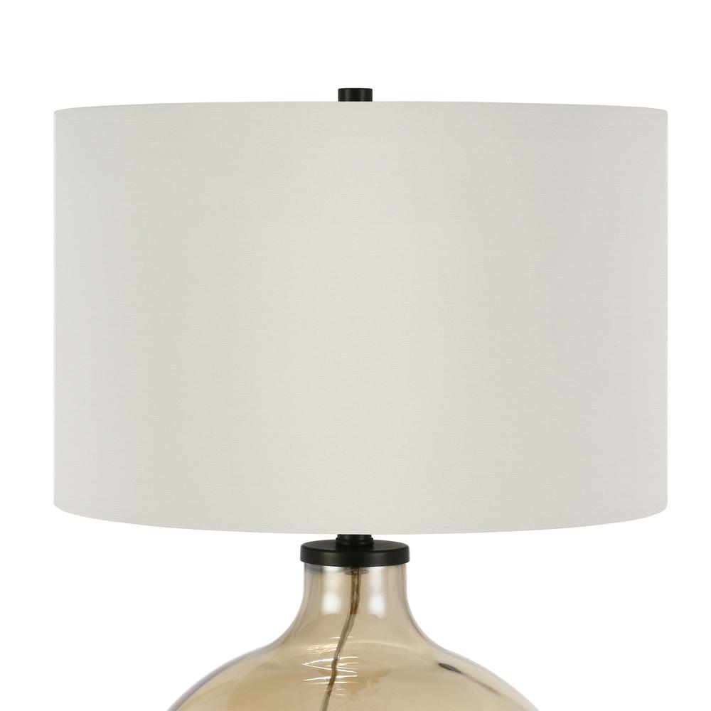 24" Gold Glass Table Lamp With White Drum Shade. Picture 5