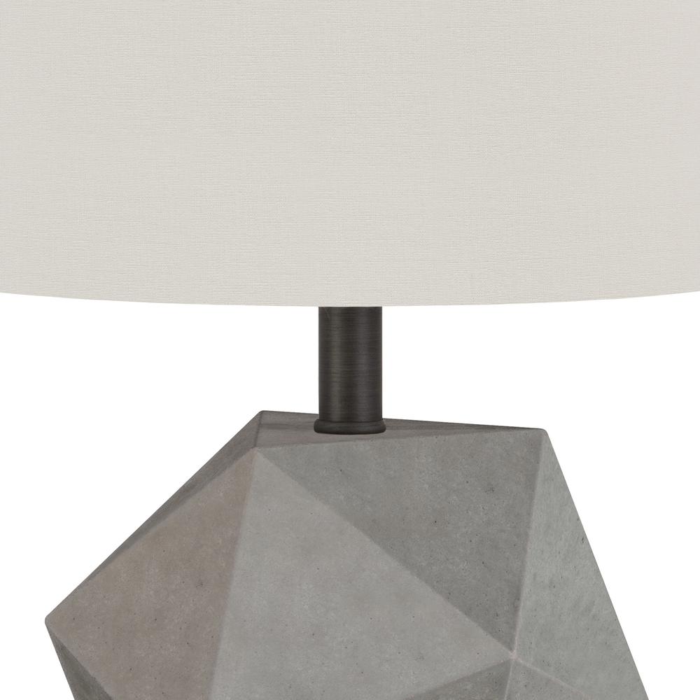 19" Gray and Black Concrete Table Lamp With White Drum Shade. Picture 5