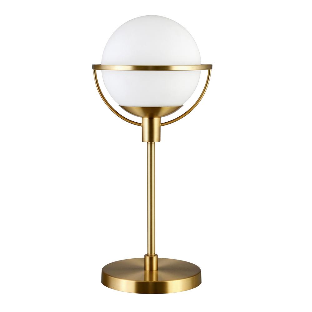 21" Brass Metal Globe Table Lamp With Clear Globe Shade. Picture 1