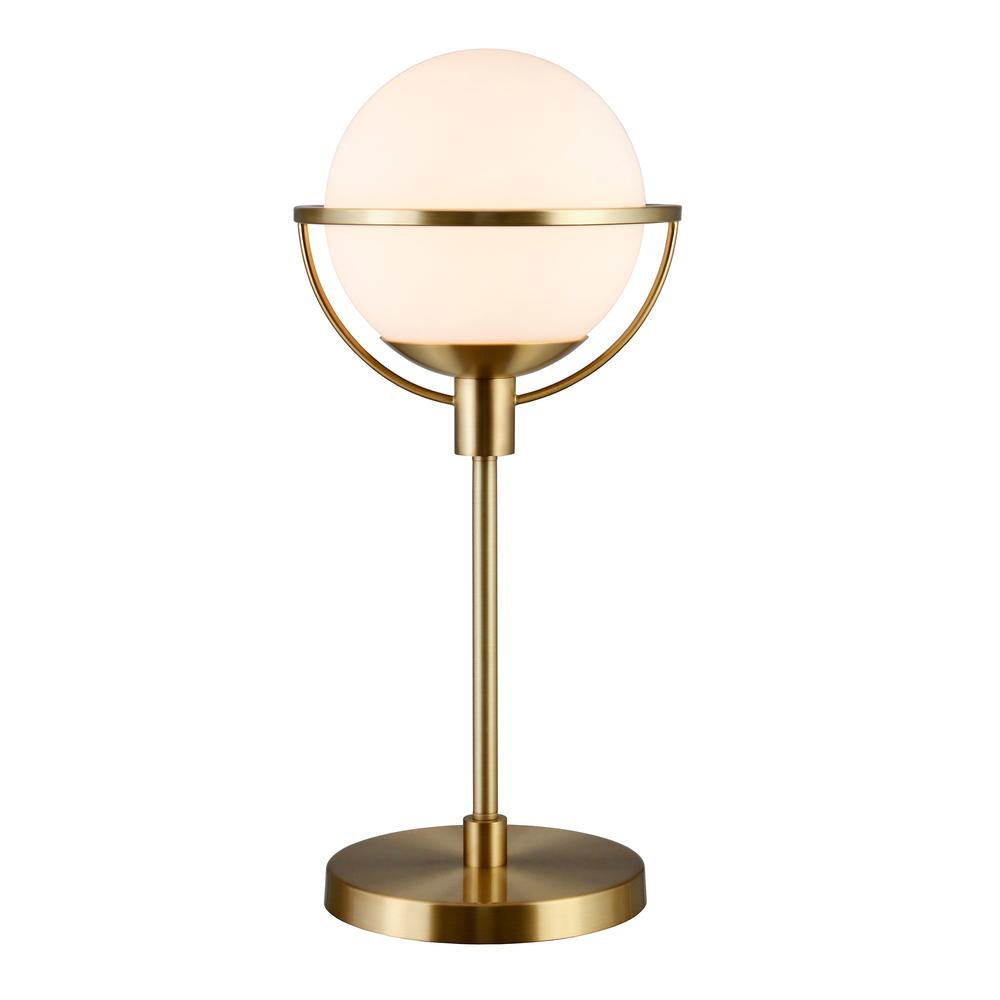 21" Brass Metal Globe Table Lamp With Clear Globe Shade. Picture 2