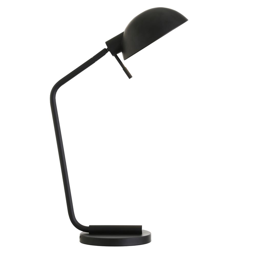 20" Black Metal Desk Table Lamp With Black Dome Shade. Picture 1