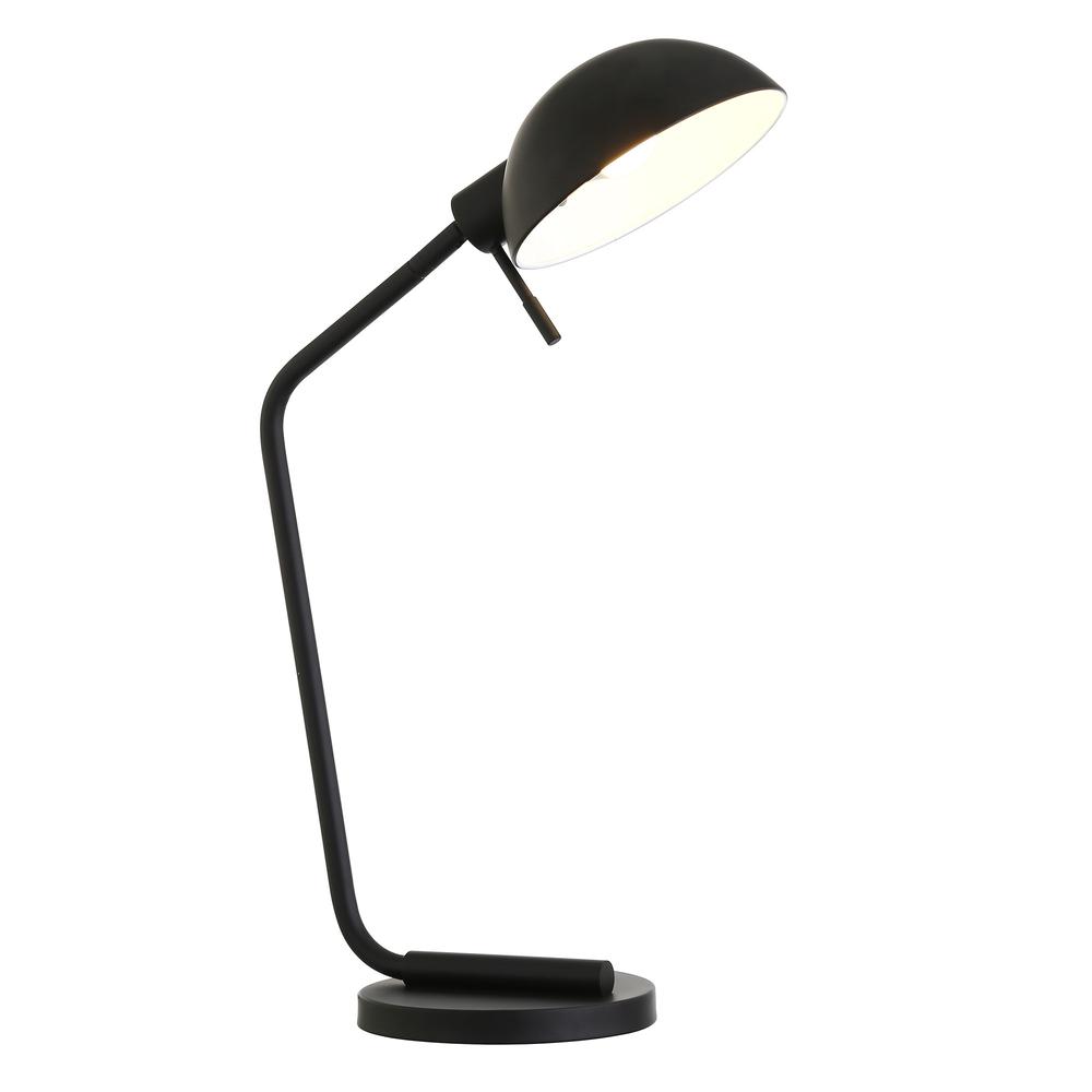 20" Black Metal Desk Table Lamp With Black Dome Shade. Picture 2