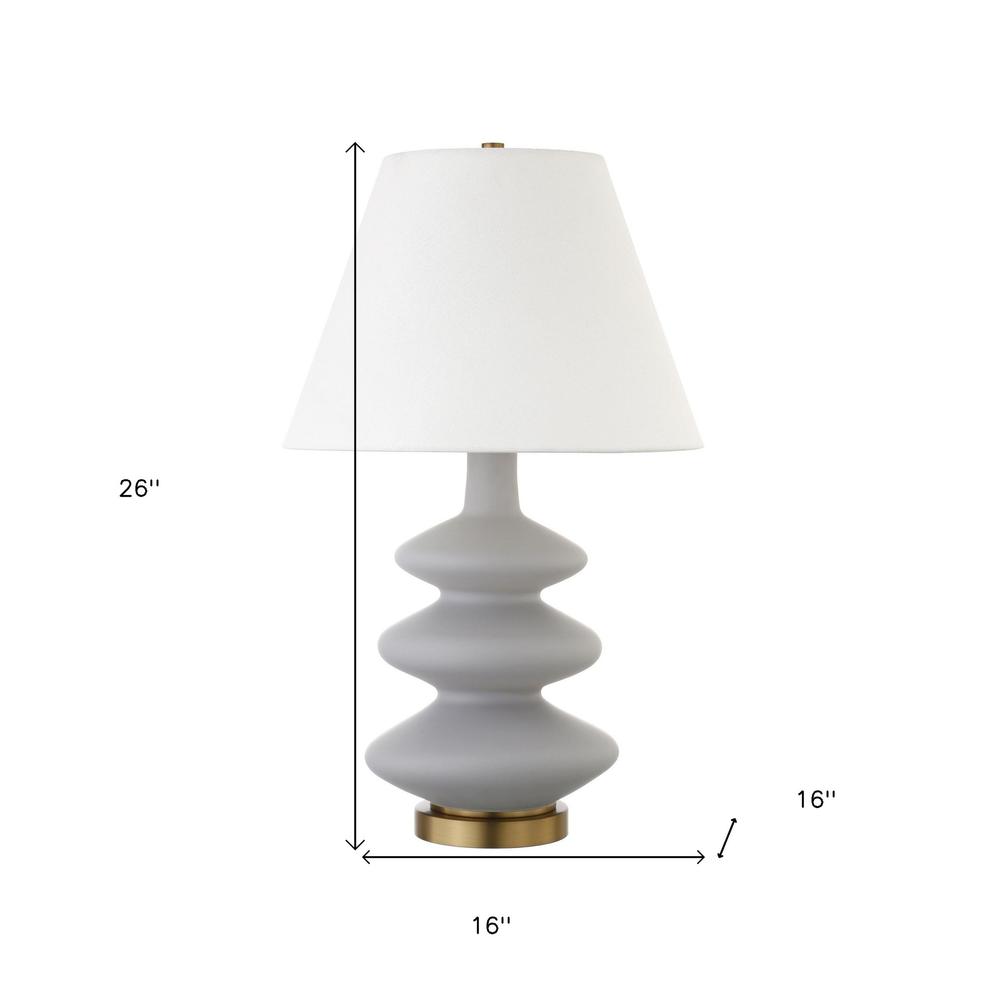26" Gray and Gold Glass Table Lamp With White Empire Shade. Picture 6