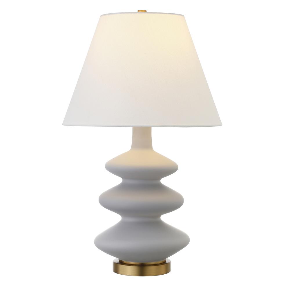 26" Gray and Gold Glass Table Lamp With White Empire Shade. Picture 2