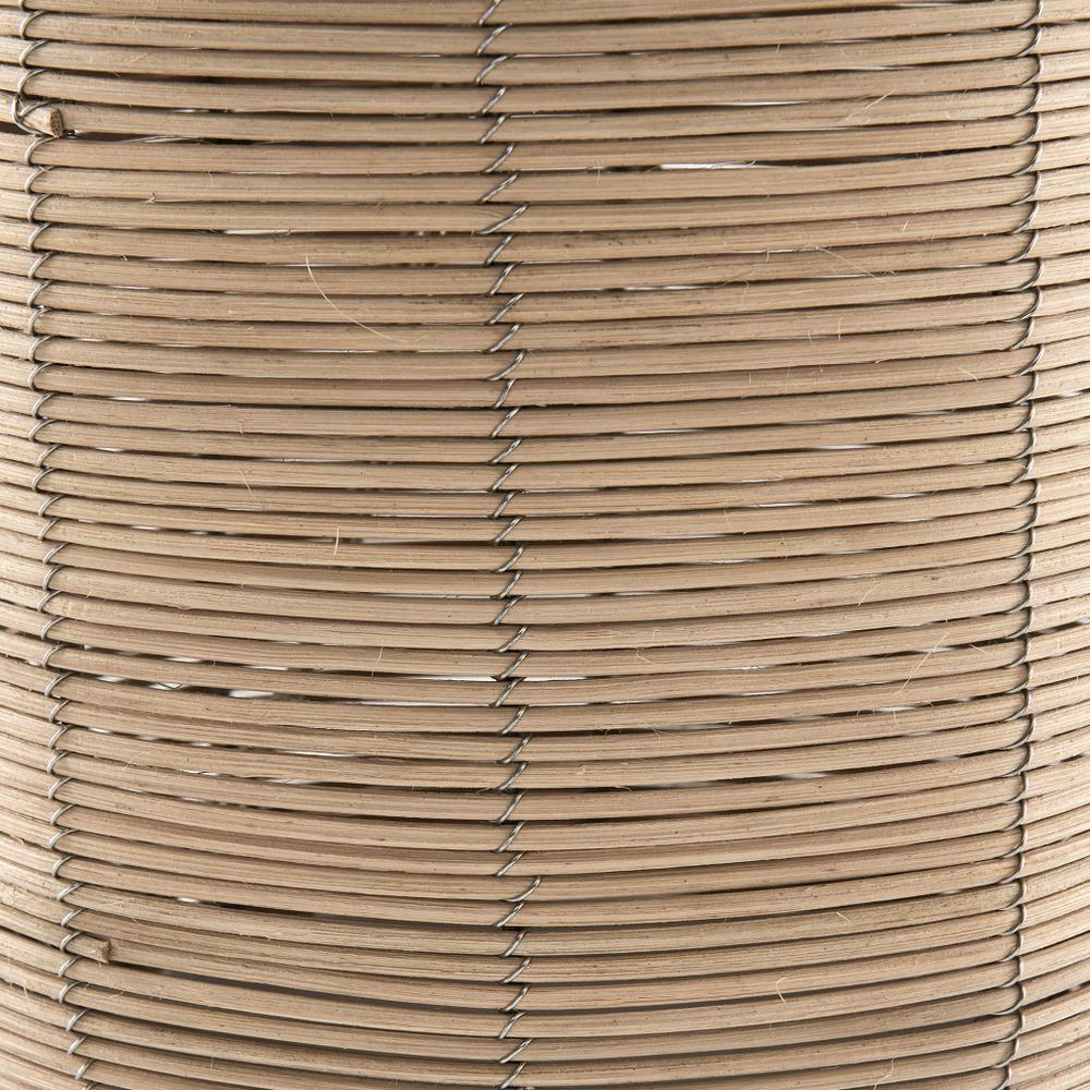 20" Natural Rattan Table Lamp With White Drum Shade. Picture 8