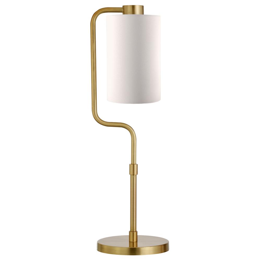24" Brass Metal Table Lamp With White Cylinder Shade. Picture 1