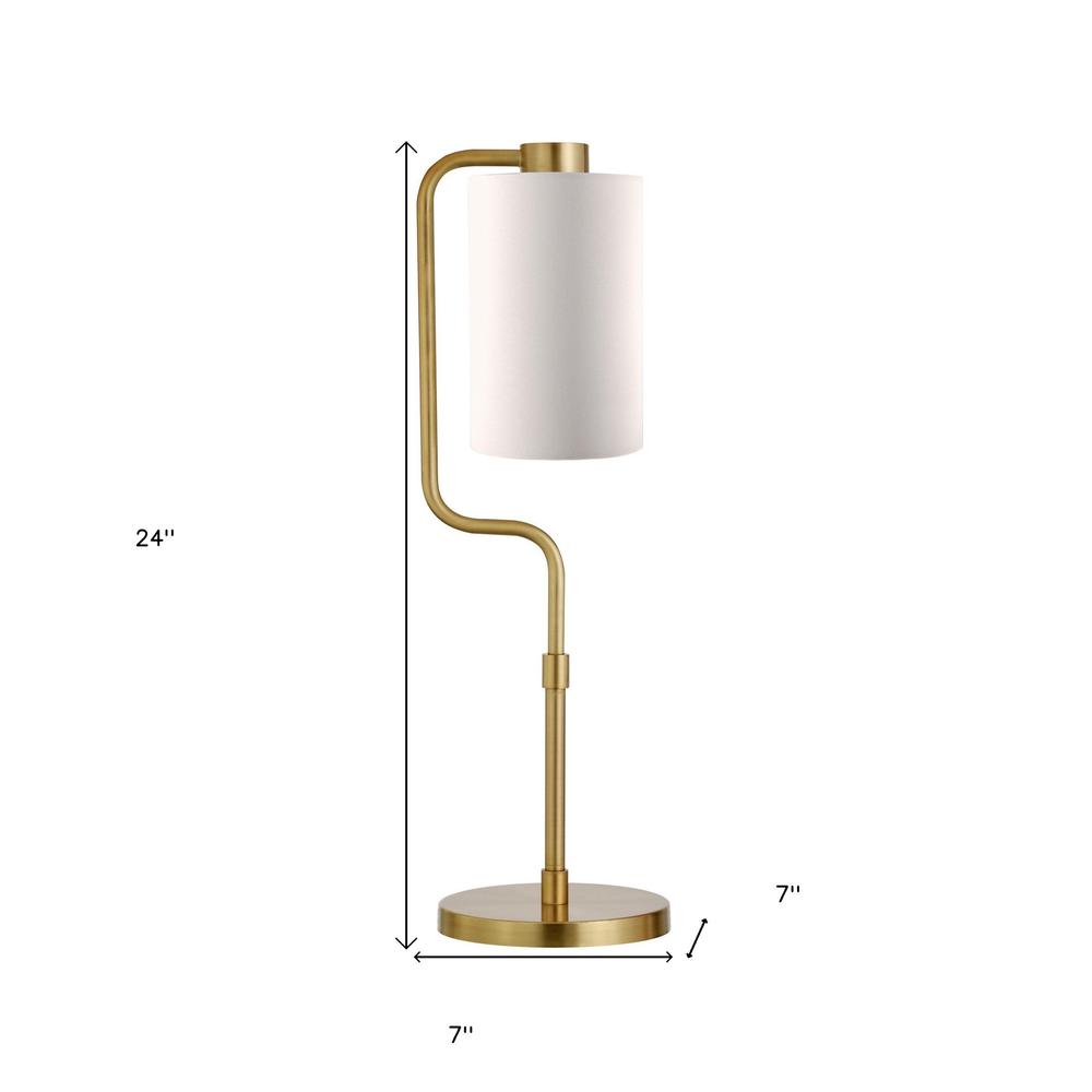 24" Brass Metal Table Lamp With White Cylinder Shade. Picture 7