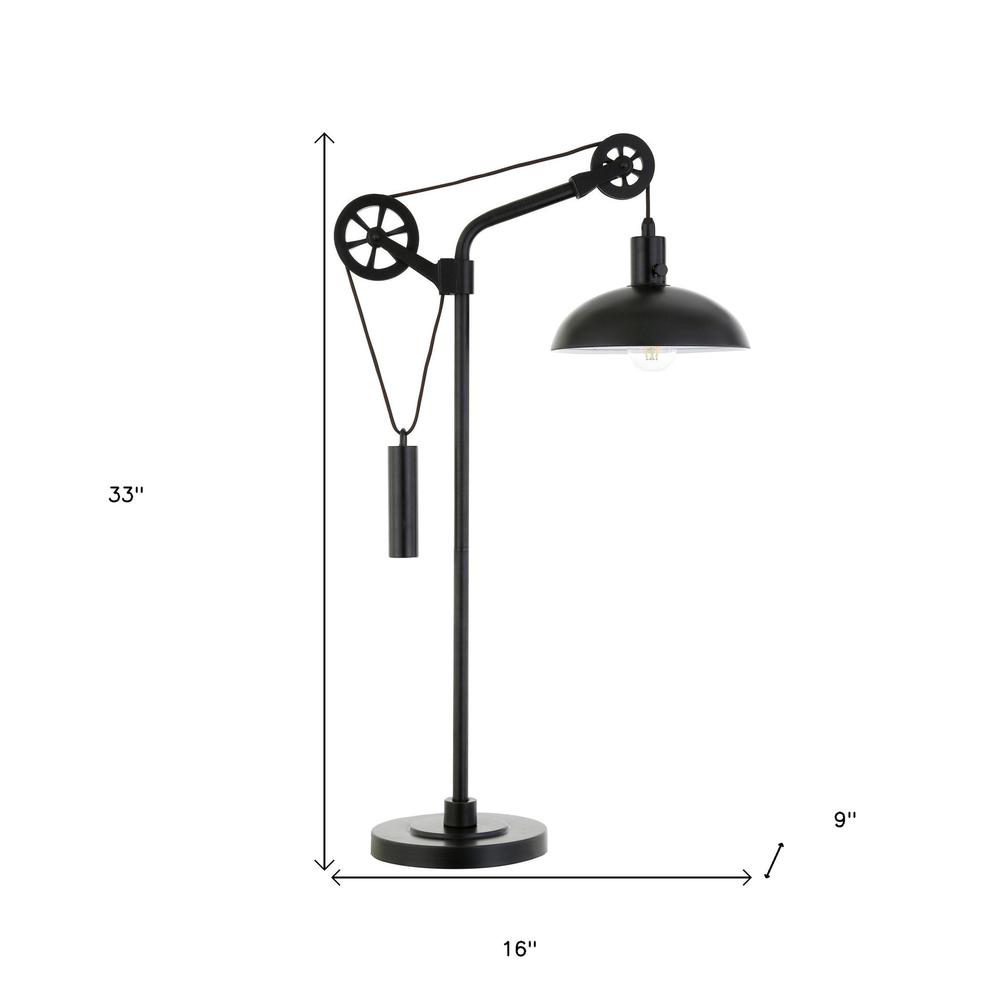 33" Black Metal Adjustable Desk Table Lamp With Black Dome Shade. Picture 6