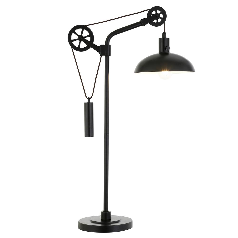 33" Black Metal Adjustable Desk Table Lamp With Black Dome Shade. Picture 2