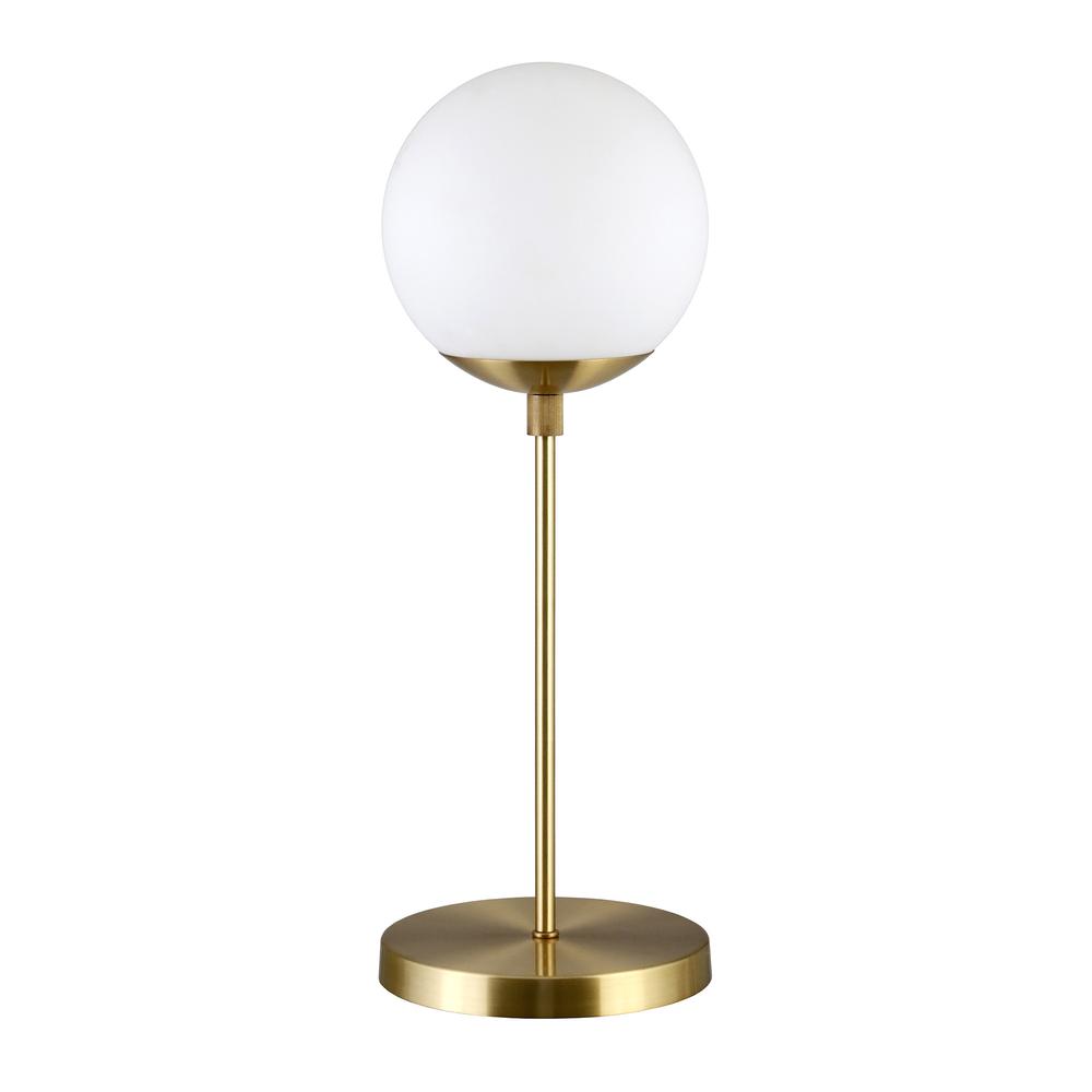 21" Brass Metal Globe Table Lamp With Clear Globe Shade. Picture 1