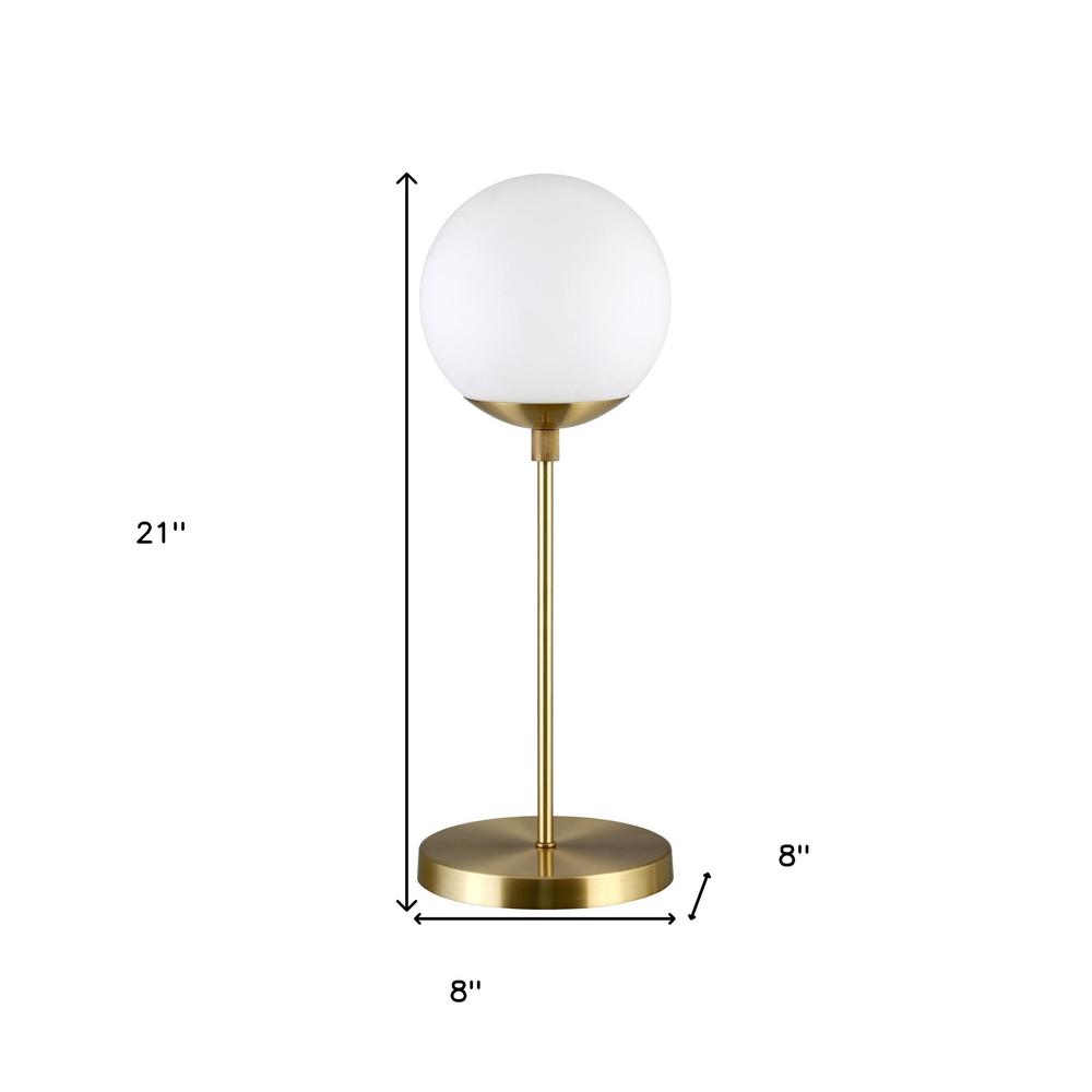 21" Brass Metal Globe Table Lamp With Clear Globe Shade. Picture 6