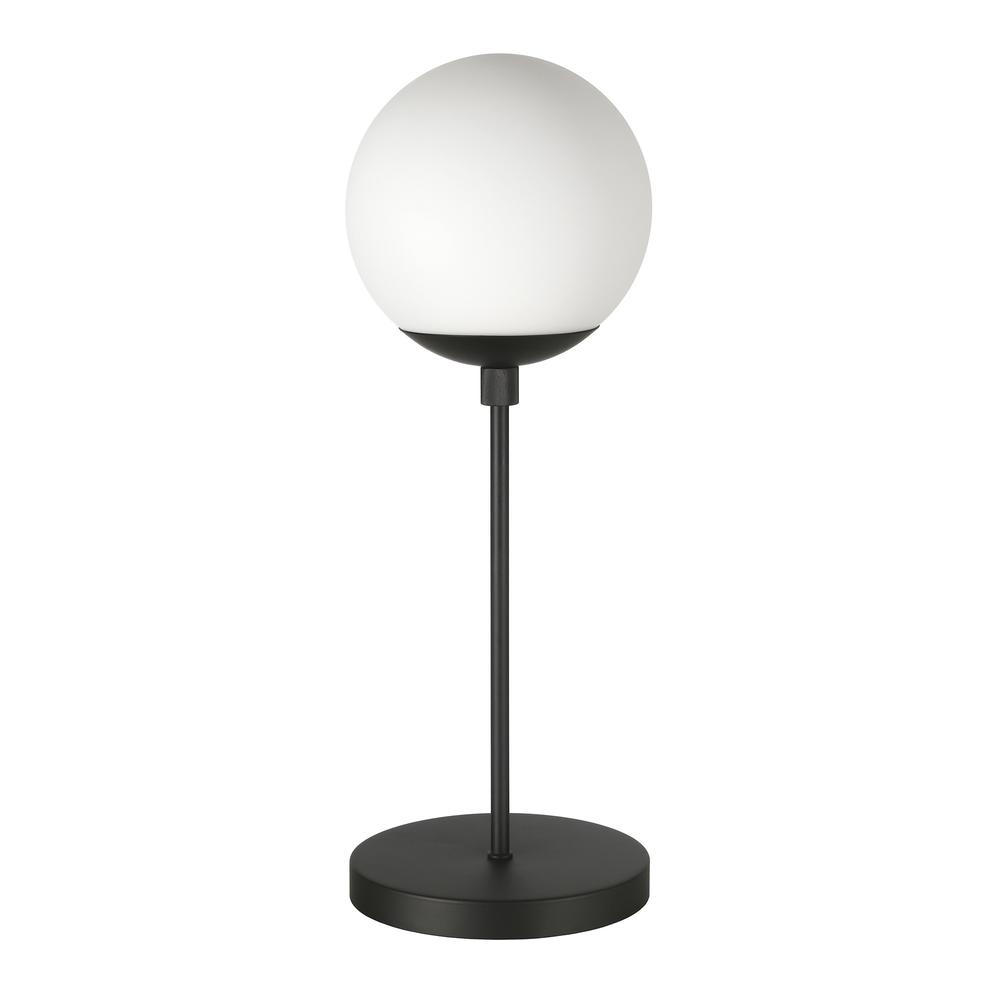 21" Black Metal Globe Table Lamp With Clear Globe Shade. Picture 1