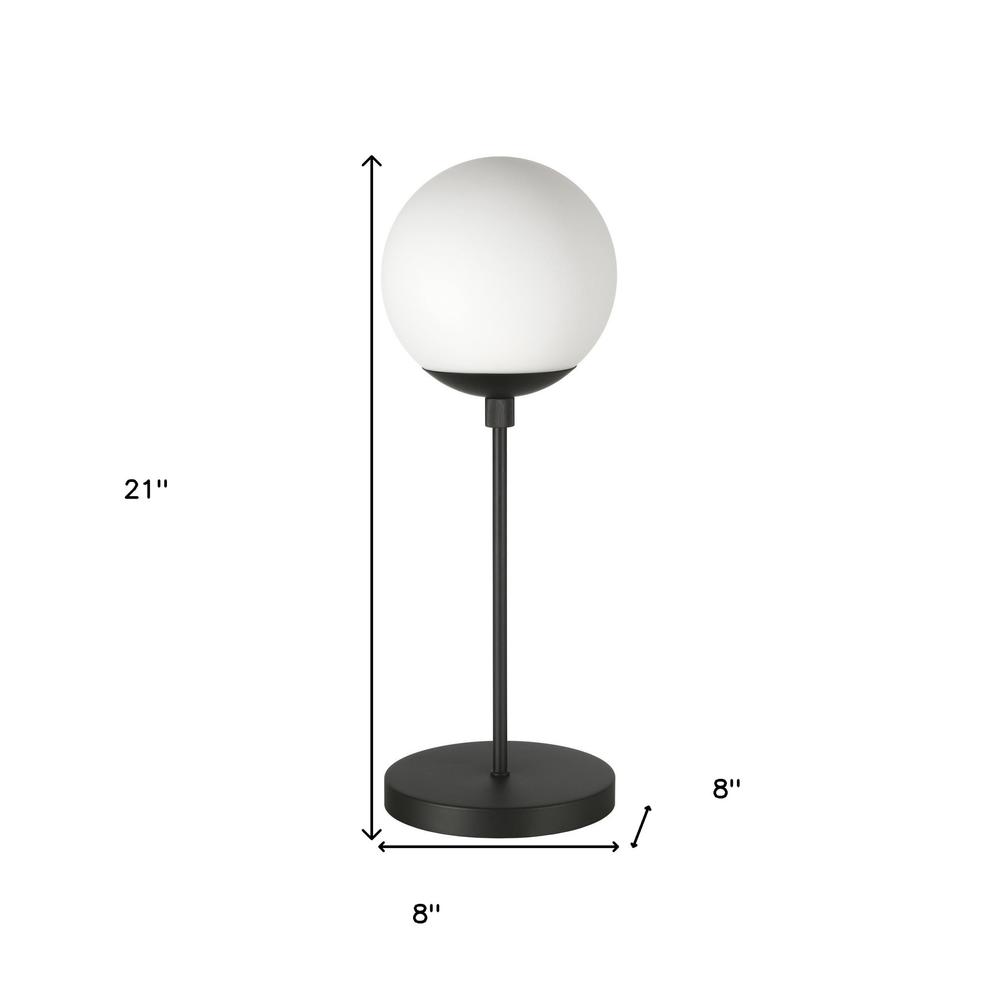 21" Black Metal Globe Table Lamp With Clear Globe Shade. Picture 7