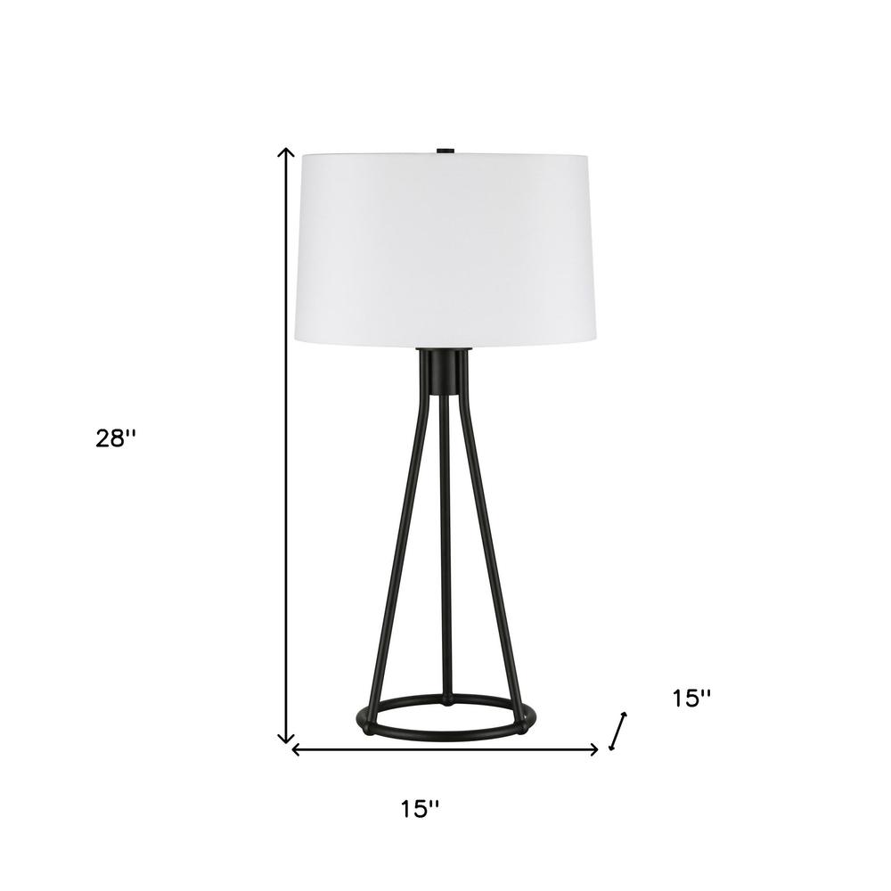 28" Black Metal Table Lamp With White Drum Shade. Picture 6