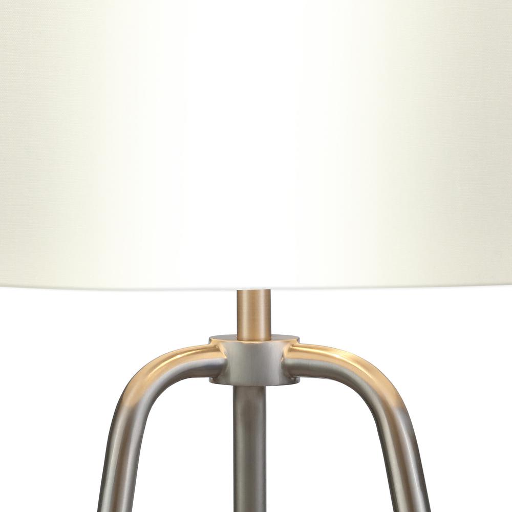 25" Nickel Metal Table Lamp With White Drum Shade. Picture 6