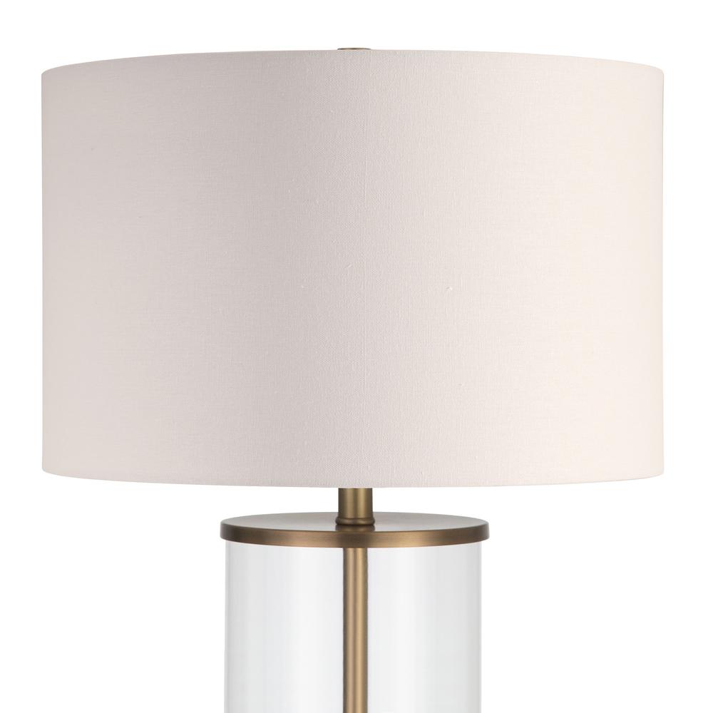 28" Brass Glass Table Lamp With White Drum Shade. Picture 4