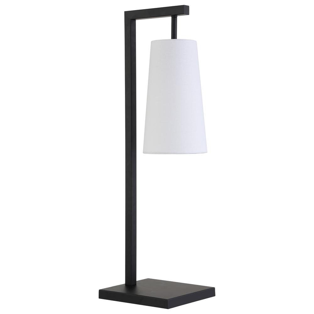 26" Black Metal Desk Table Lamp With White Cone Shade. Picture 1