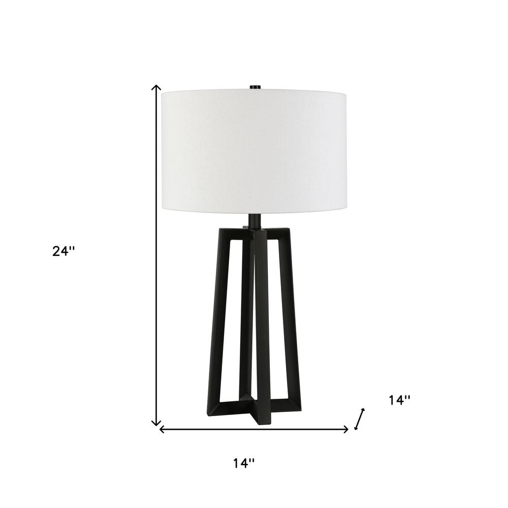 24" Black and White Metal Table Lamp With White Drum Shade. Picture 7