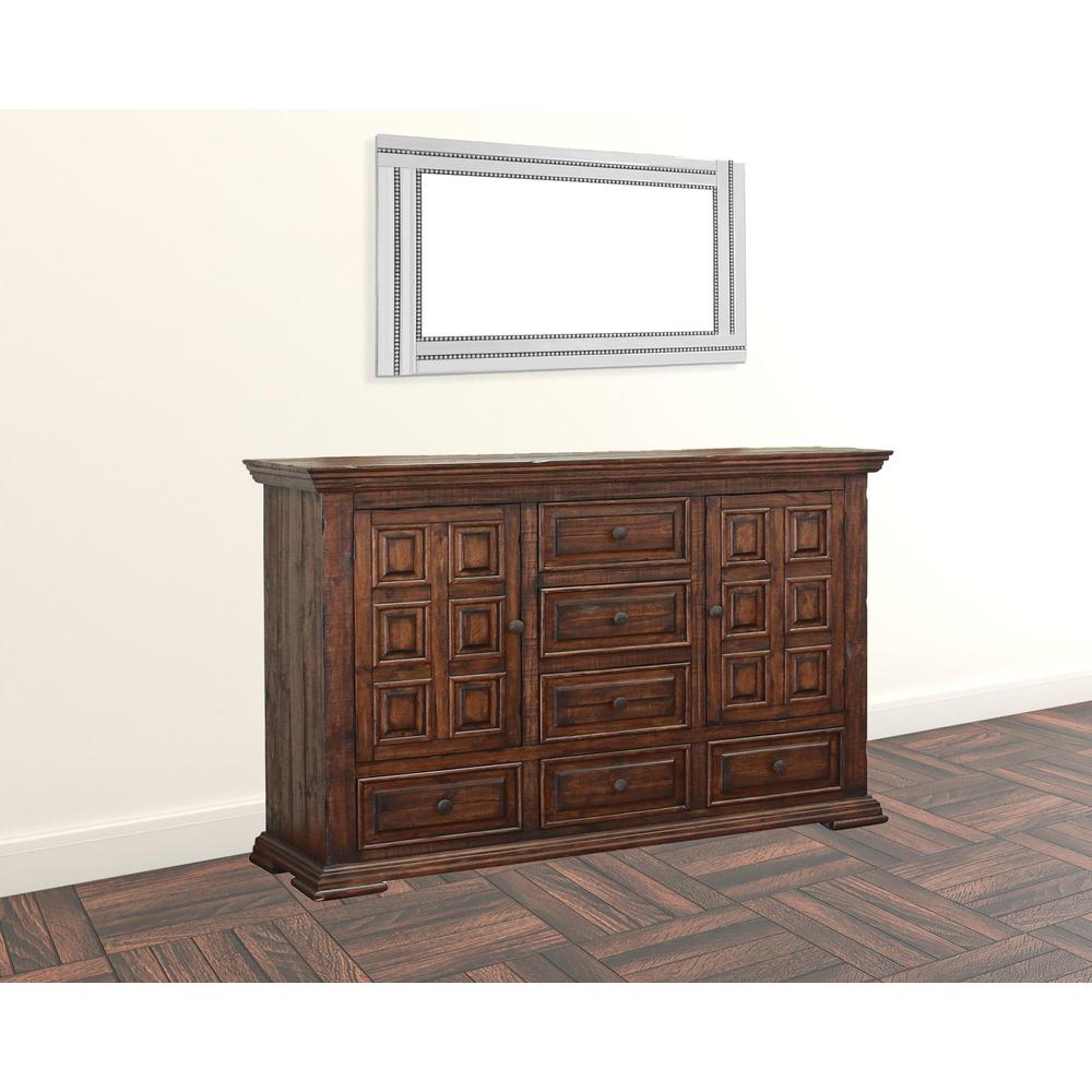 50" Chocolate Solid Wood Six Drawer Triple Dresser. Picture 2