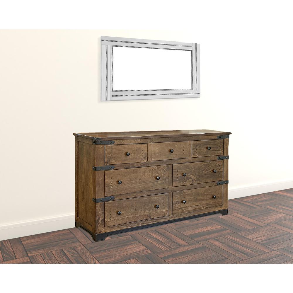 70" Natural Solid Wood Seven Drawer Triple Dresser. Picture 2