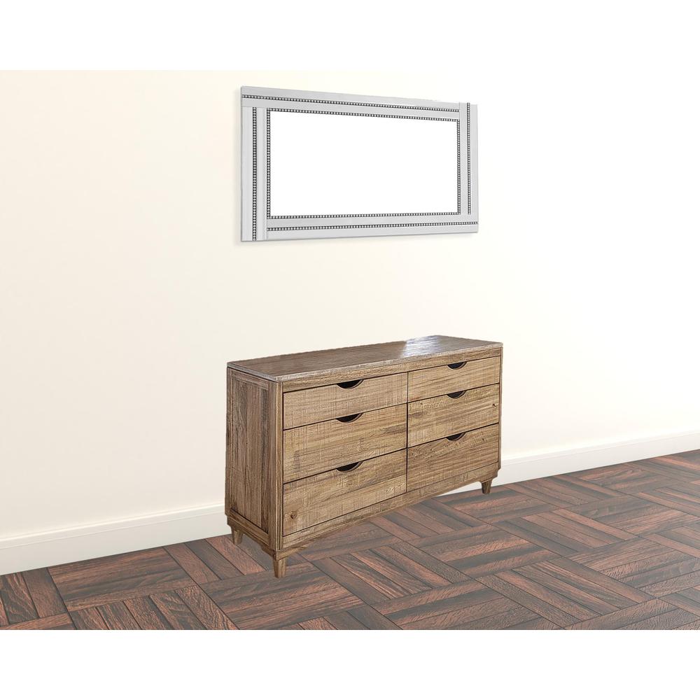 56" Natural Solid Wood Four Drawer Double Dresser. Picture 2