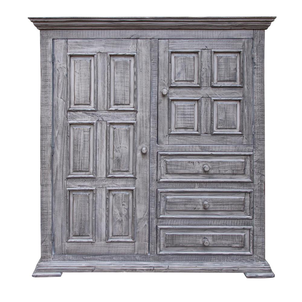 55" Gray Solid Wood Three Drawer Gentlemans Chest. Picture 2