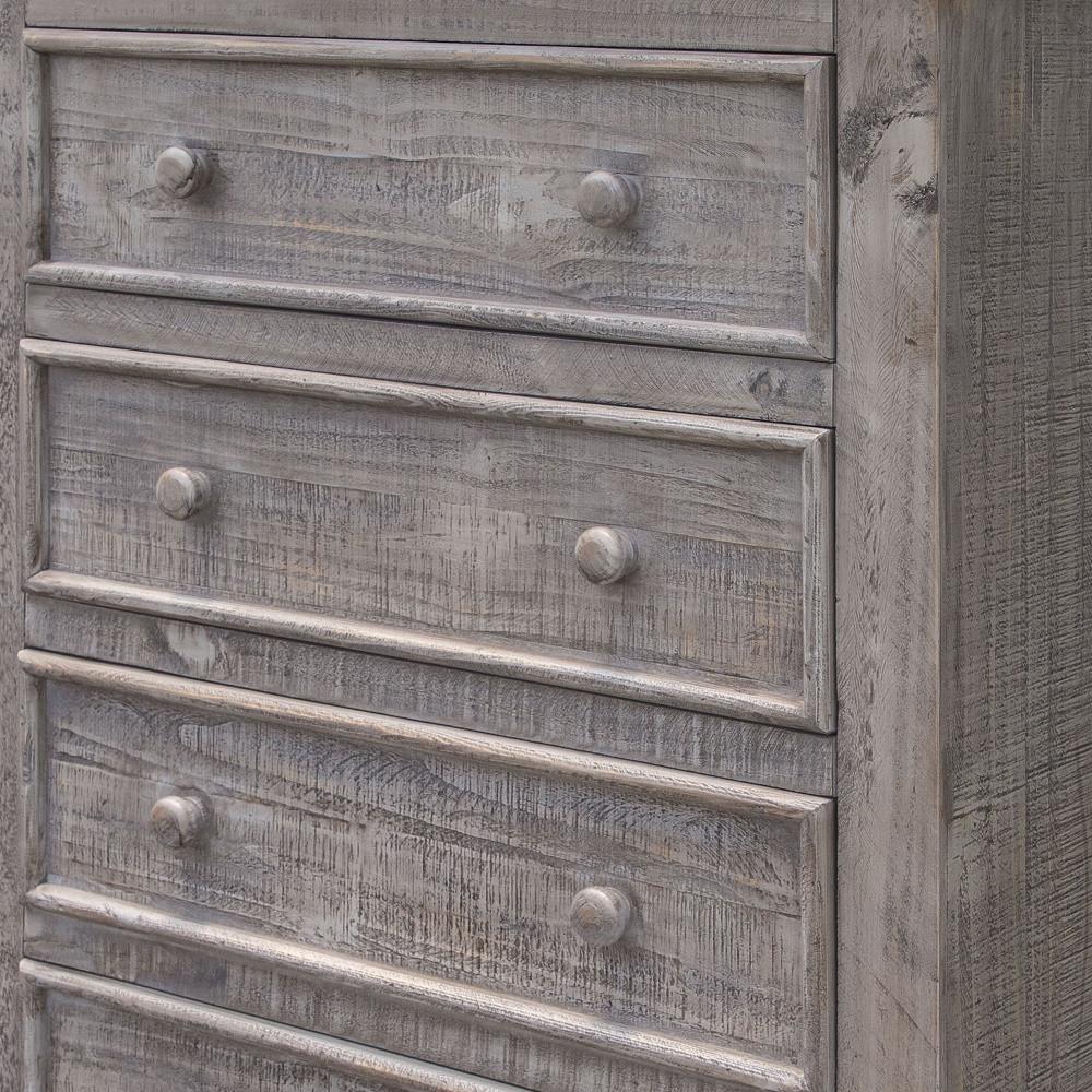 37" Gray Solid Wood Five Drawer Chest. Picture 3