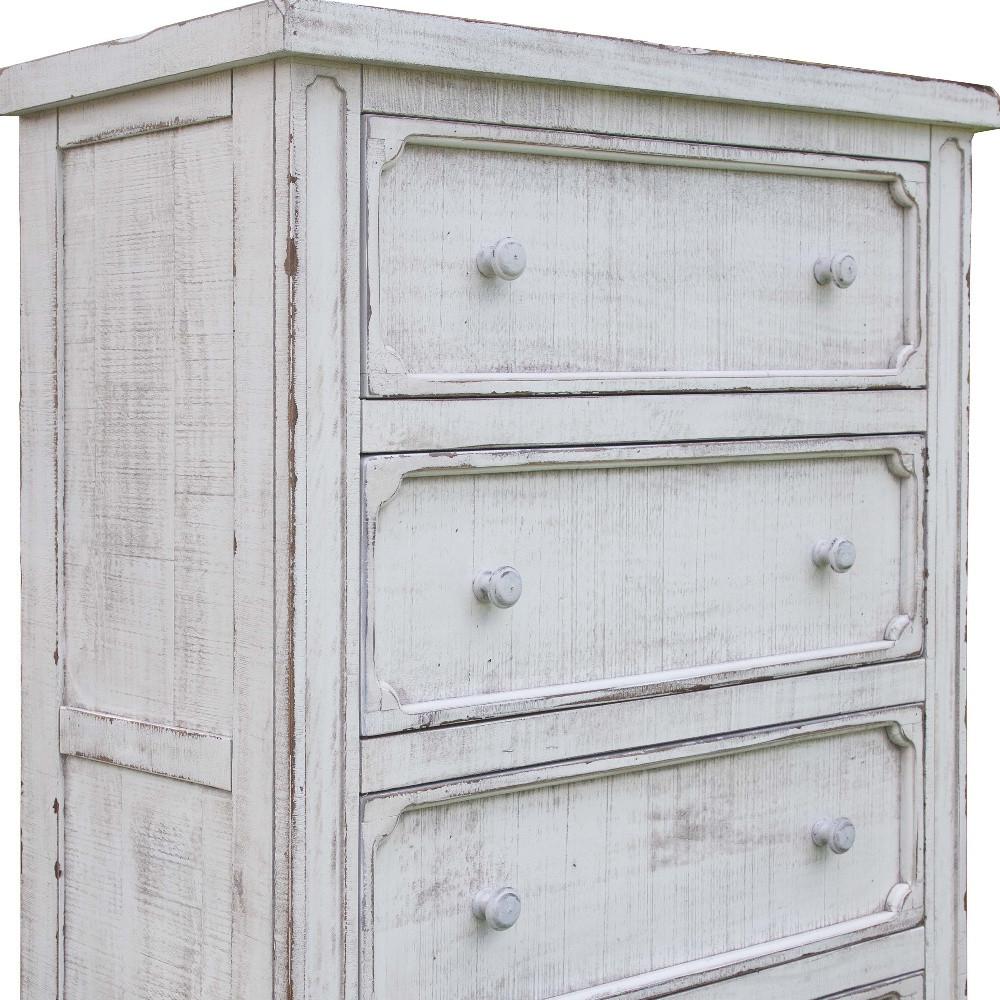 37" Antiqued White Solid Wood Four Drawer Chest. Picture 3